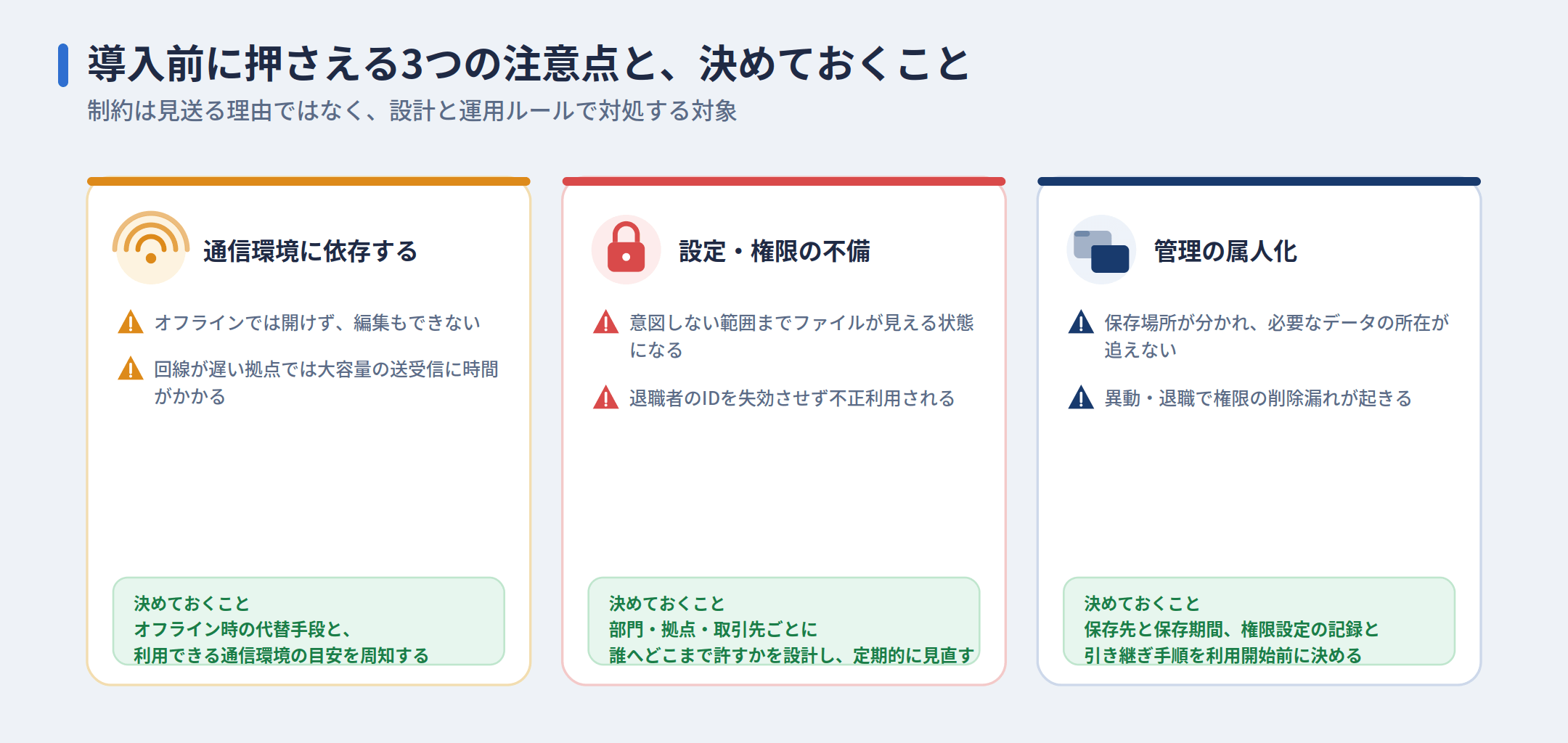 導入前に押さえる3つの注意点