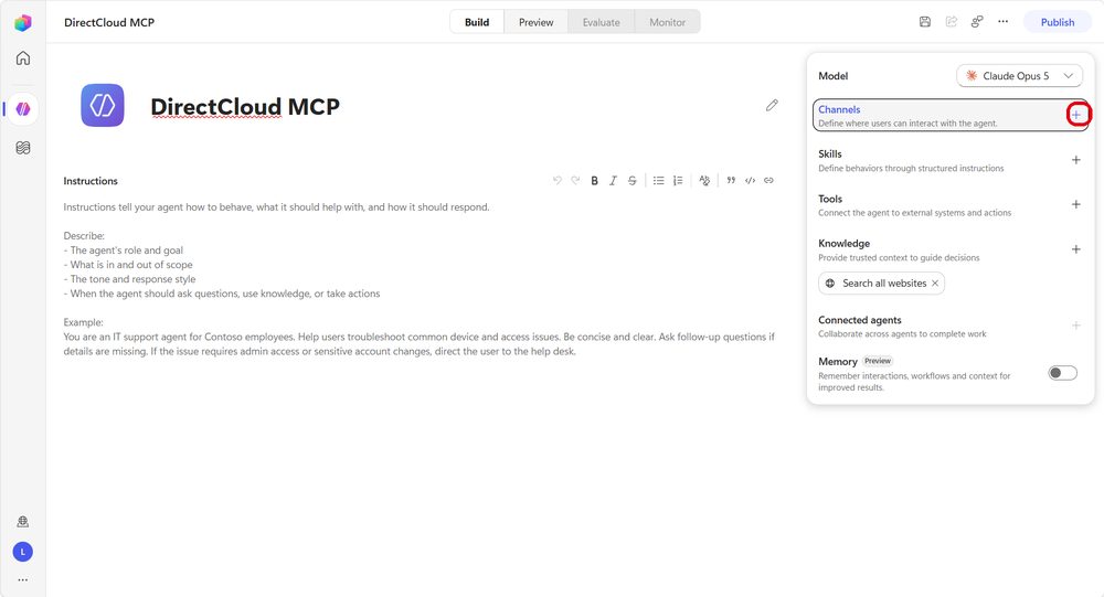 図25：「Channels」の「＋」をクリックします。
