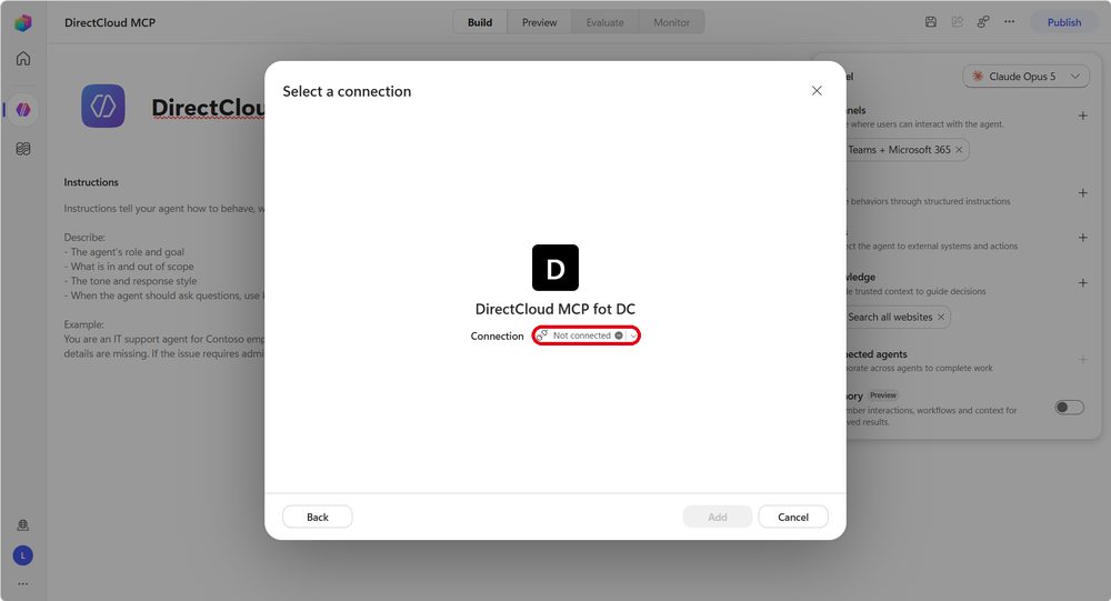 図32：「Not connected」の「∨」をクリックします。