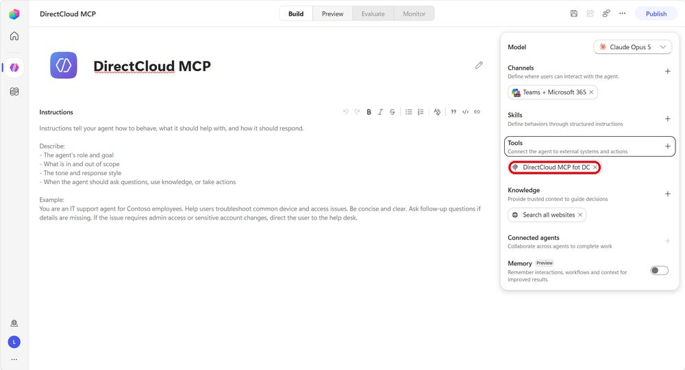 図37：「Tools」にDirectCloud MCPが追加されます。