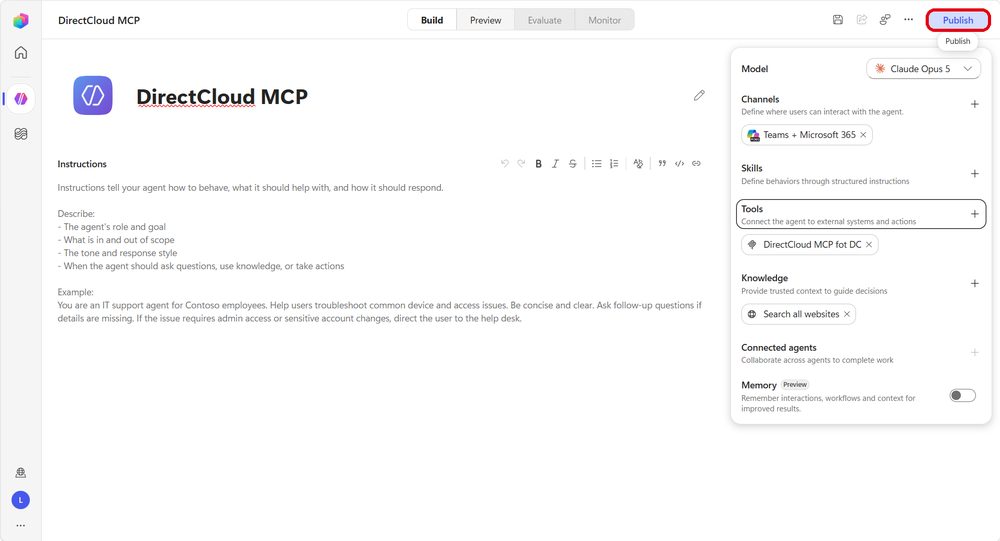 図38：「Publish」ボタンをクリックします。
