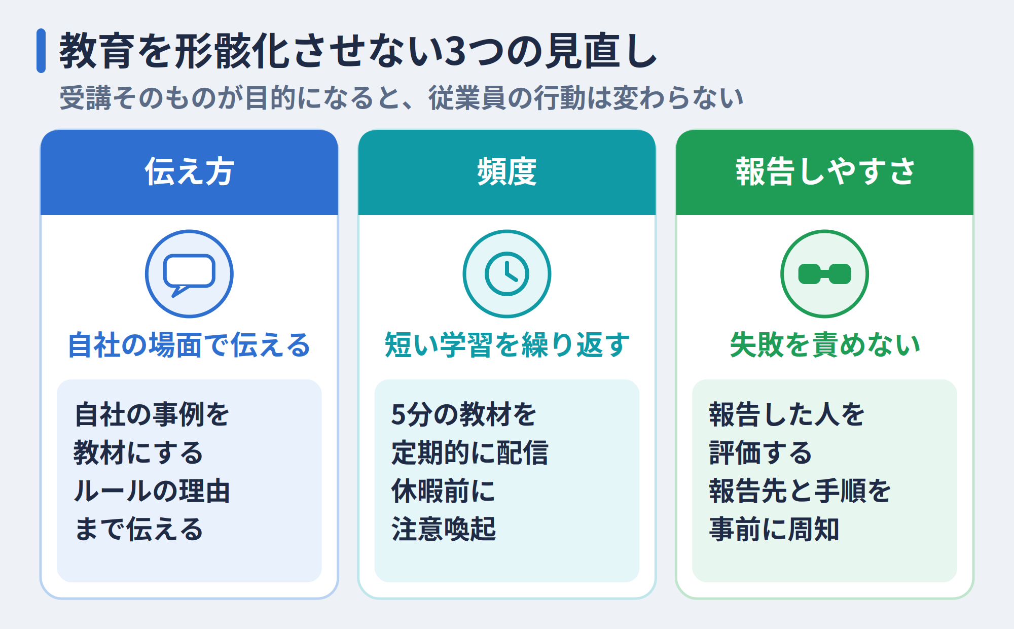 教育を形骸化させない3つの見直し
